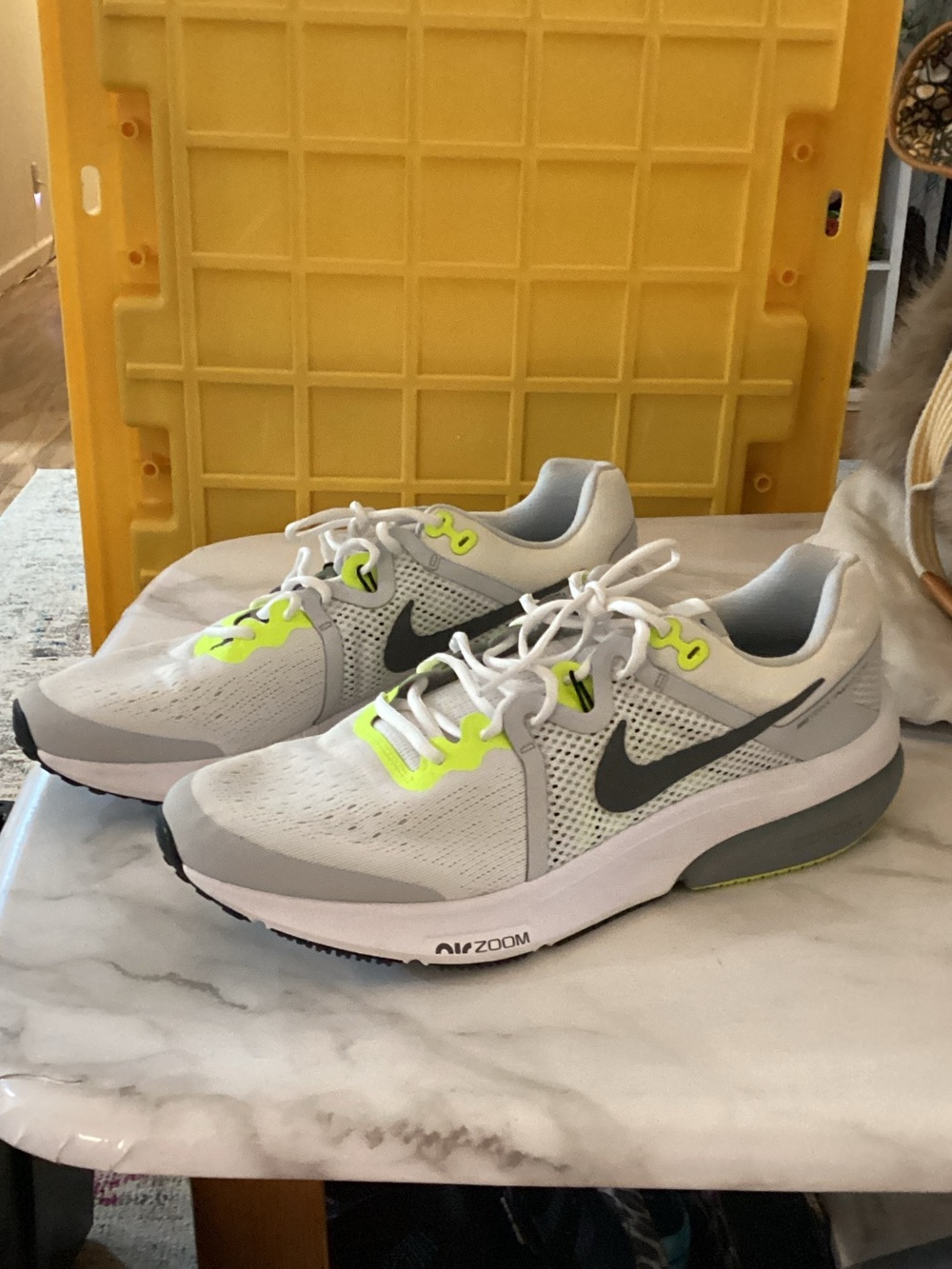 Nike Gray and Neon Yellow Air Zoom Athletic Sneakers